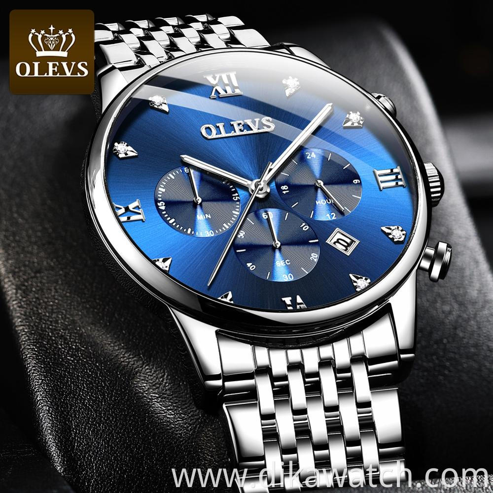 Men Luxury Watch OLEVS Brand Quartz Fashion Business WristWatch OEM with Steel Band Chronograph Waterproof Watches Men Wrist